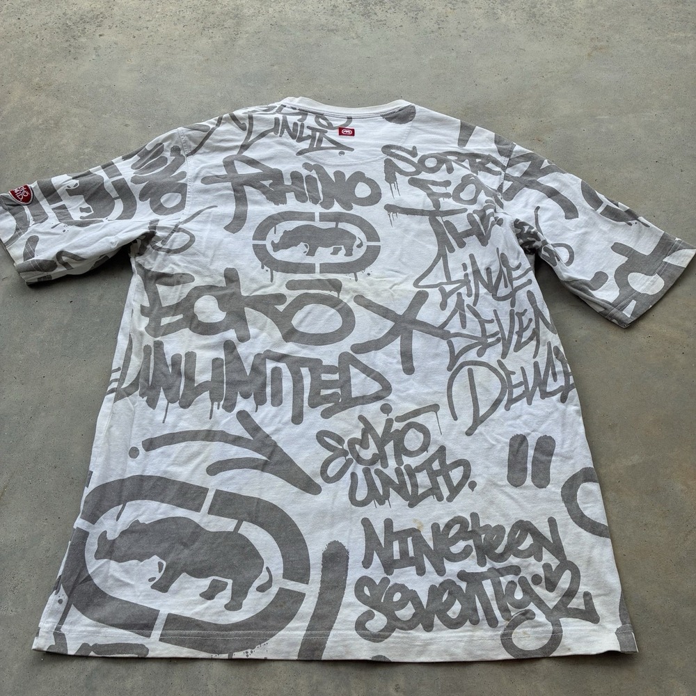 Y2K Vintage Ecko Unltd. T-Shirt White Graffiti Graphic Print Logo Skater Pinkman - Picture 4 of 7